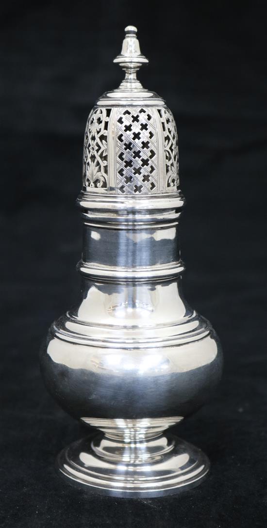 A George V silver baluster castor